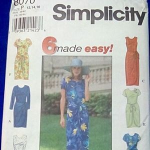 Simplicity Six EASY Dresses  sz 12-14-16